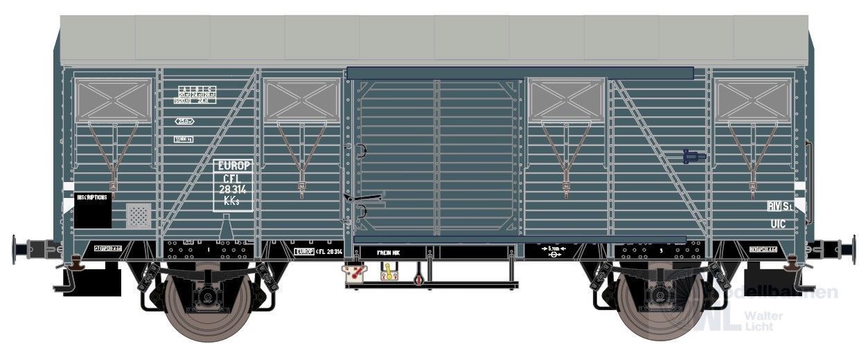Exact Train 20962 - Güterwagen gedeckt CFL Ep.III Kks H0/GL Exact Train 20962 - Güterwagen gedeckt CFL Ep.III Kks H0/GL