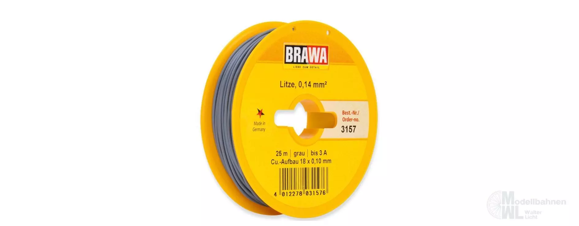 Brawa 3157 - Schaltlitze grau 0,14 mm² 25 m Spule