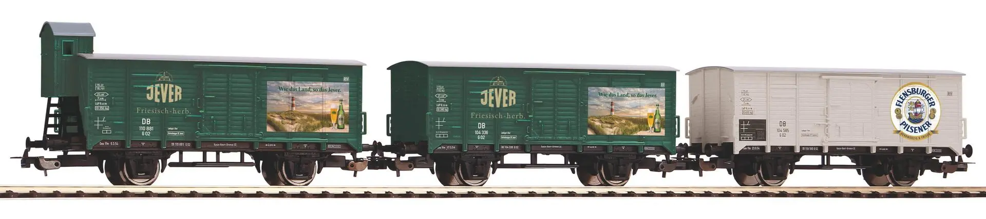Piko 58398 - Bierwagen-Set DB Ep.III Brauereien aus Norddeutschland 3.tlg. H0/GL