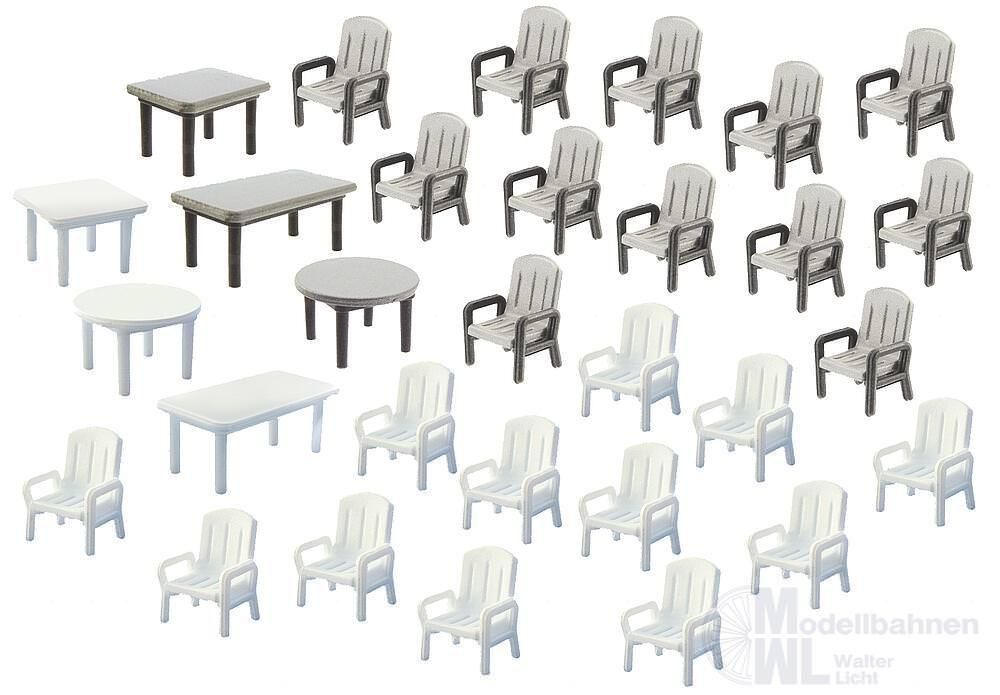 Faller 272441 - 24 Gartenstühle + 6 Tische N 1:160 Faller 272441 - 24 Gartenstühle + 6 Tische N 1:160