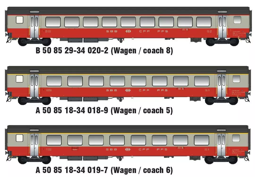 LS Models MW2108-3AC - Personenwagen Set SBB Ep.IV EW III Swiss Express 3.tlg. H0/WS