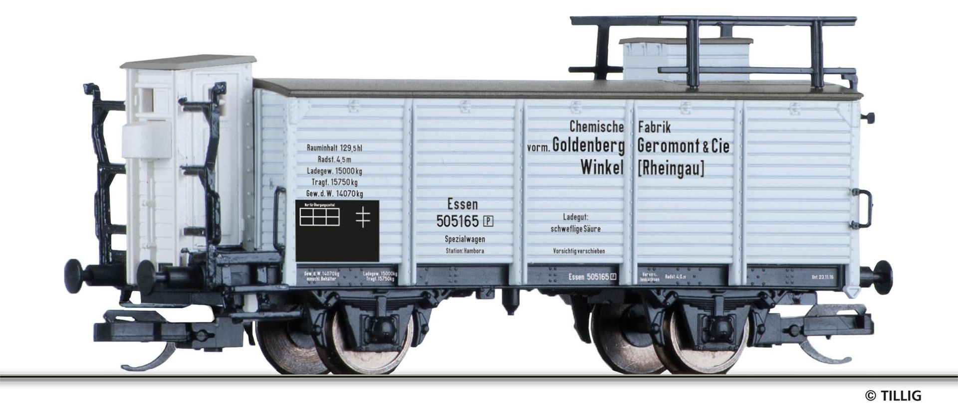 Tillig 95892 - Flüssiggaswagen K.P.E.V. Ep.I Chem. Fabrik Goldenberg TT 1:120 Tillig 95892 - Flüssiggaswagen K.P.E.V. Ep.I Chem. Fabrik Goldenberg TT 1:120
