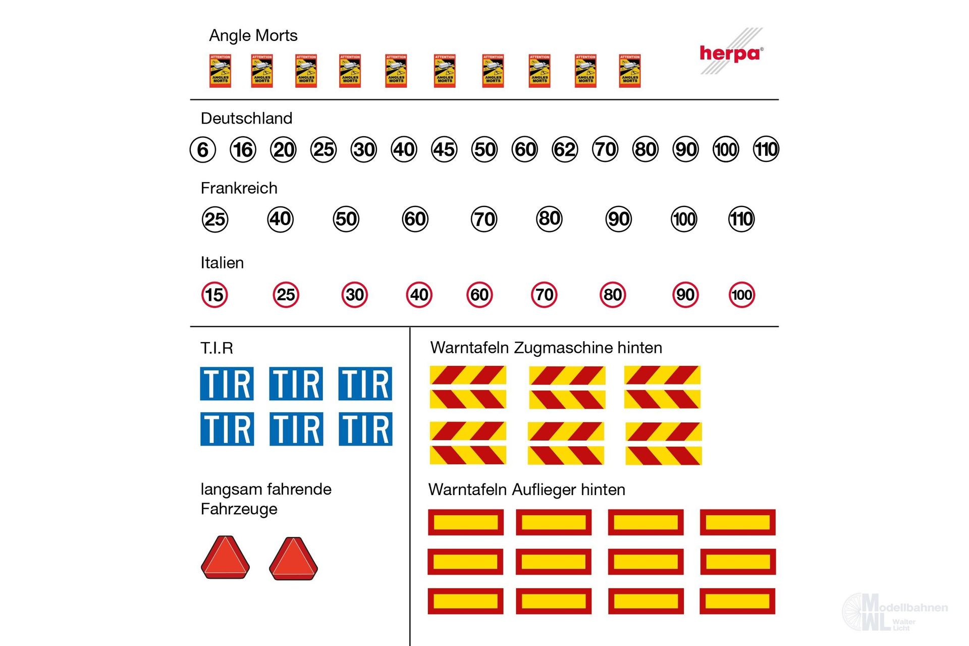 Herpa 054829 - Zubehör Aufklebebogen mit diversen Warntafeln H0 1:87