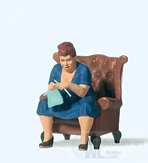 Preiser 45527 - Strickende Frau Sessel Spur G 1:22,5