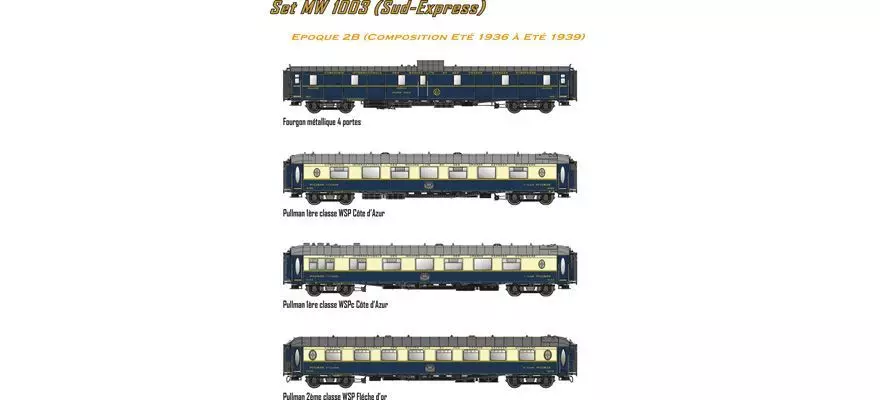 LS Models MW1003 - Personenwagenset Sud Express CIWL 1936-1939 Ep.IIb 4.tlg. H0/GL