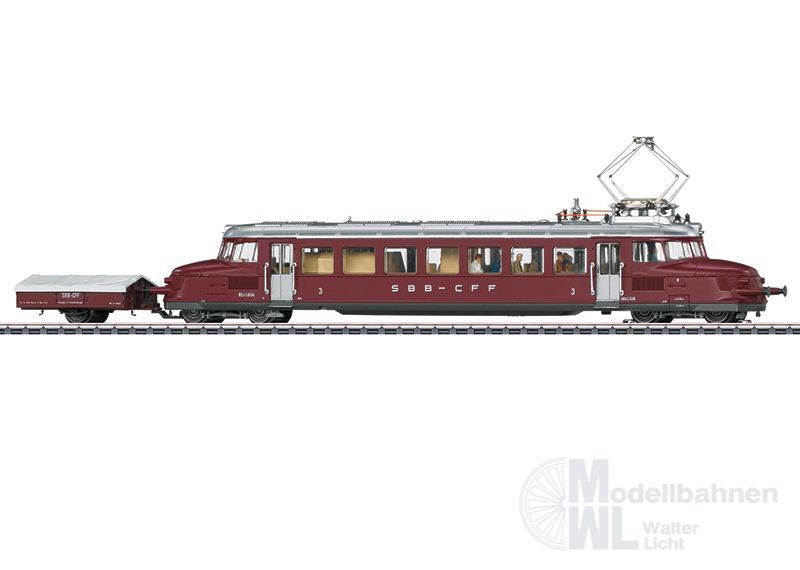 Märklin 37869 - MÄRKLIN - Triebwagen RCe 2/4 SBB Ep.III Roter Pfeil mit Ski-Anhänger H0/WS Sound