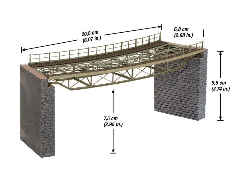 Noch 67025 - Brückenfahrbahn, gebogen mit Brückenköpfen, Radius (R1) 360 mm H0 1:87