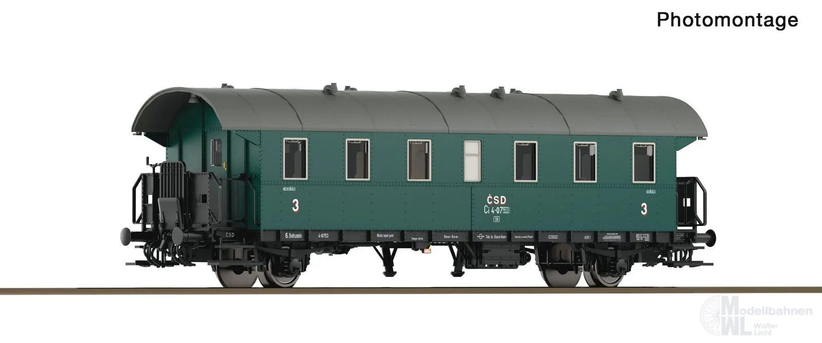 Roco 6280075 - Personenwagen Donnerbüchse CSD Ep.III 3.Kl. Ci 1.Betr.Nr. TT 1:120