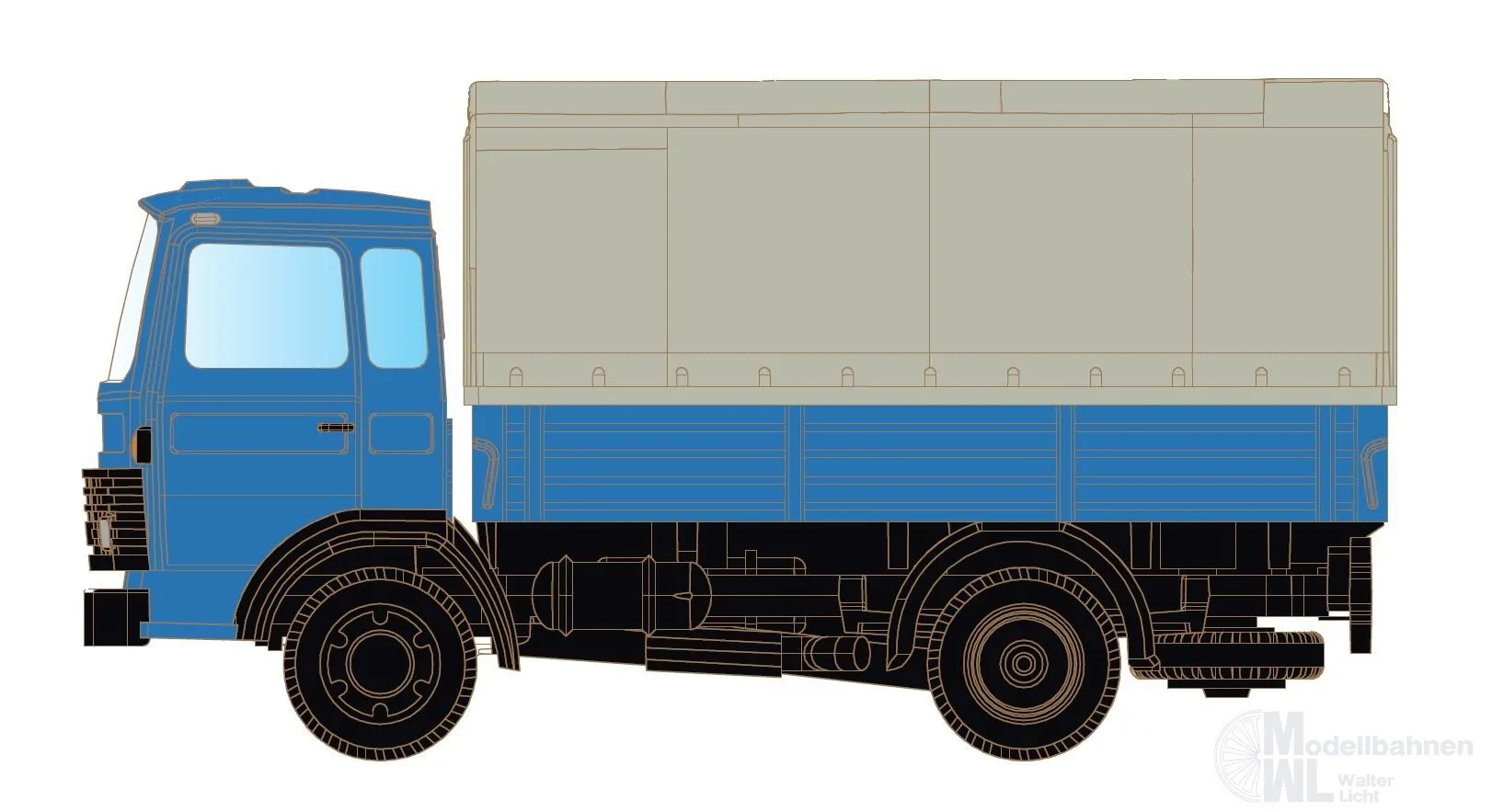 Lemke Minis 4801 - Magirus MK 130M8 mit Pritsche/Plane neutral N 1:160
