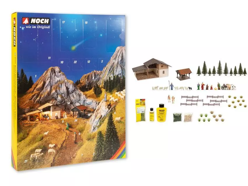 Noch 65591 - Bastel-Adventskalender Weihnachts-Krippe H0 1:87