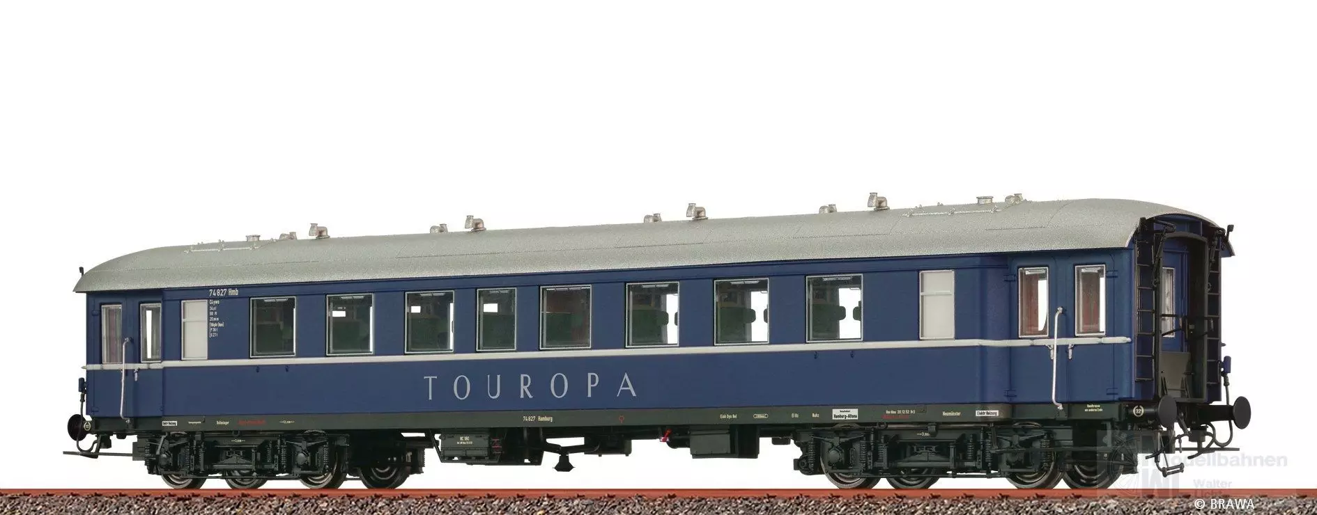 Brawa 46199 - Personenwagen DB Ep.III 74 827 C4ywe Touropa H0/GL