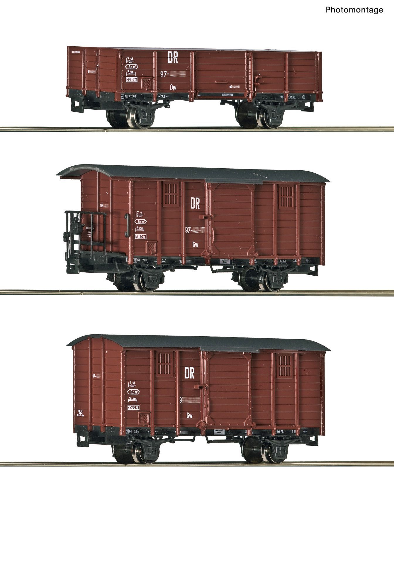 Roco 6640008 - 3er Set Güterwagen DR
