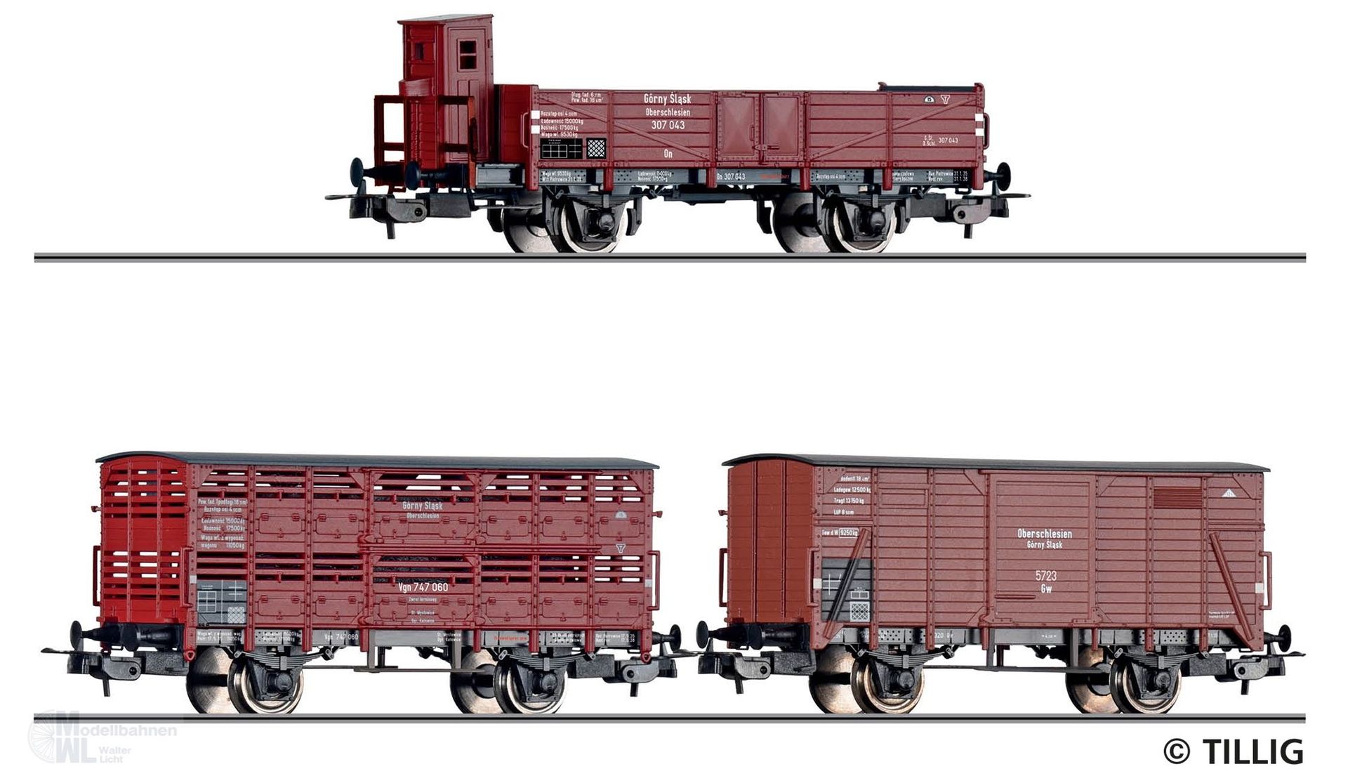Tillig 70067 - GüterwagenSet Gorny Slask / Oberschlesischen Eisenbahn Ep.II 3.tlg. H0/GL Tillig 70067 - GüterwagenSet Gorny Slask / Oberschlesischen Eisenbahn Ep.II 3.tlg. H0/GL