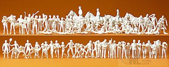 Preiser 16346 - Sport und Freizeit 80 Figuren unbemalt H0 1:87
