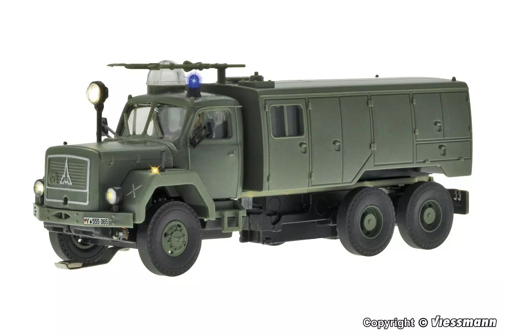 Viessmann 8065 - CarMotion MAGIRUS Feuerwehr 3-achs mit Rundumleuchte Militär Basis H0 1:87