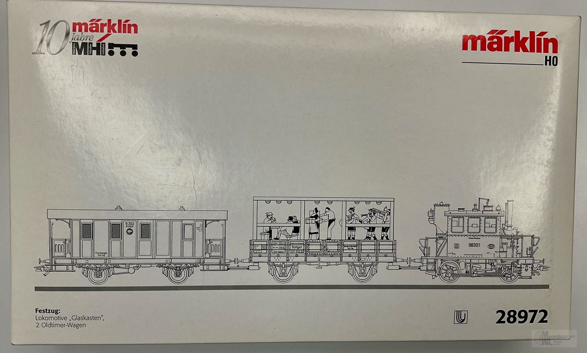 IMG_0342 Märklin 28972 - MÄRKLIN - Festzug Dampflok Glaskasten und 2 Oldtimer Wagen H0/WS