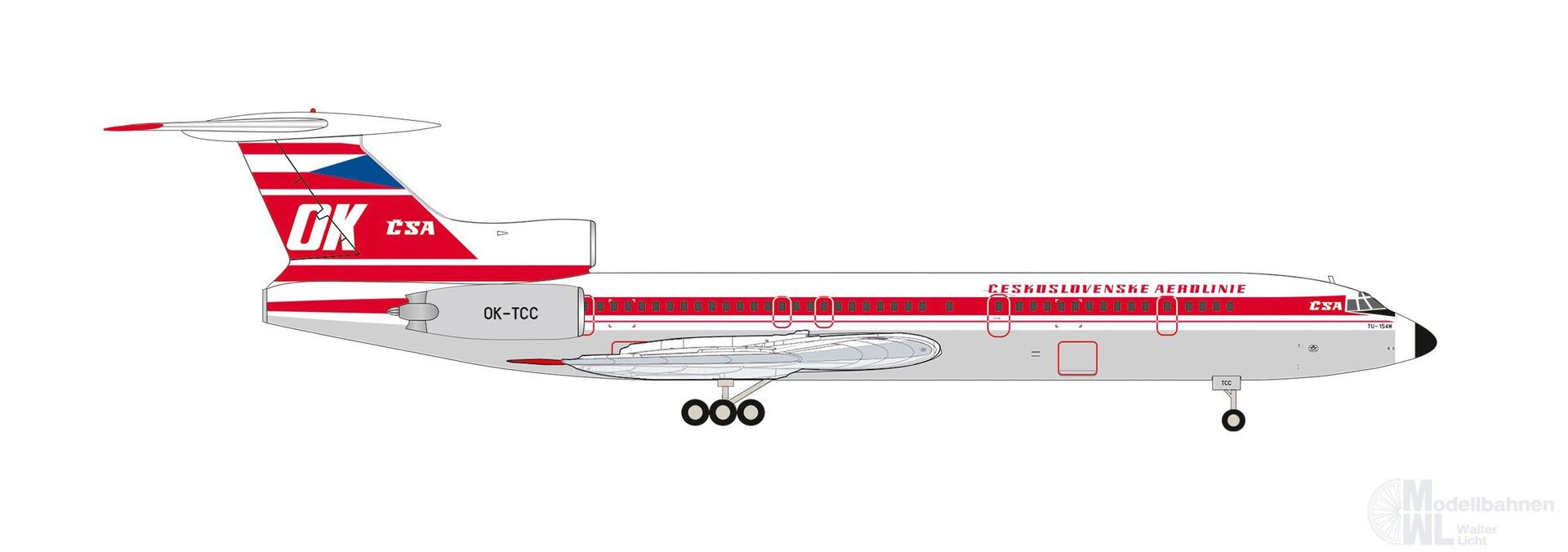 Herpa 574051 - Tupolev TU-154M CSA 1:500