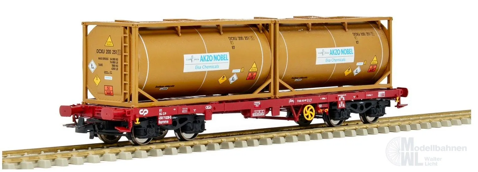 Sudexpress S450028 - Containertragwagen CP Ep.V S Sgmms 028-0 S carga mit 2 Tankcontainern H0/GL