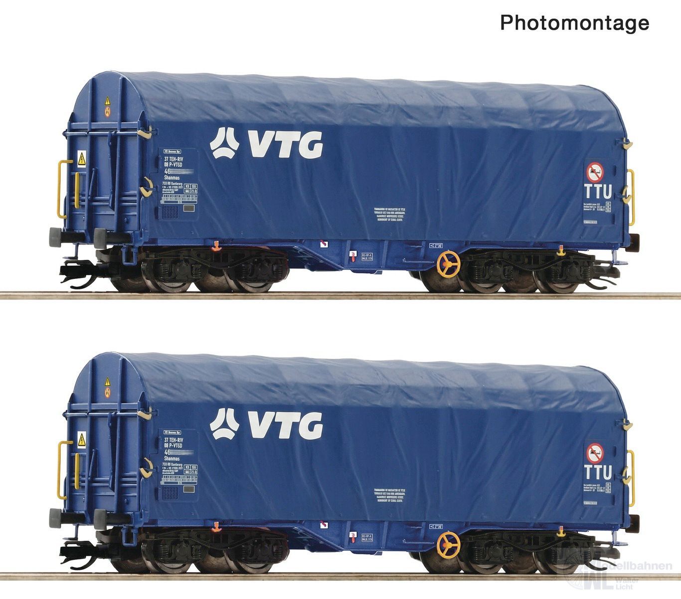 Roco 6680060 - Schiebeplanenwagen Set VTG Ep.VI 2.tlg. TT 1:120