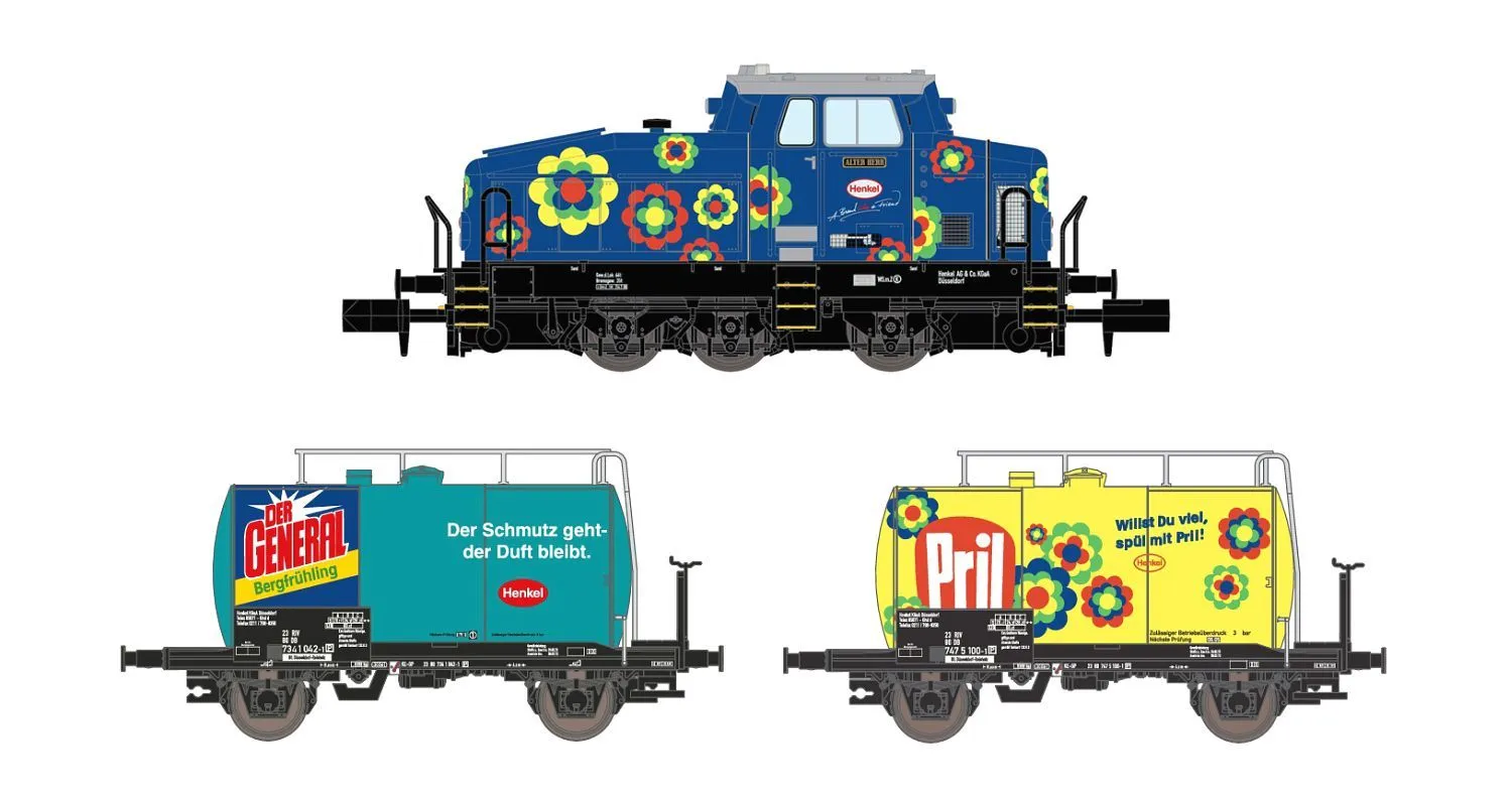 Lemke Minis 96006D - Zugset DHG 500C + 2 Kesselwagen - Henkel Ep.V N 1:160 Digital