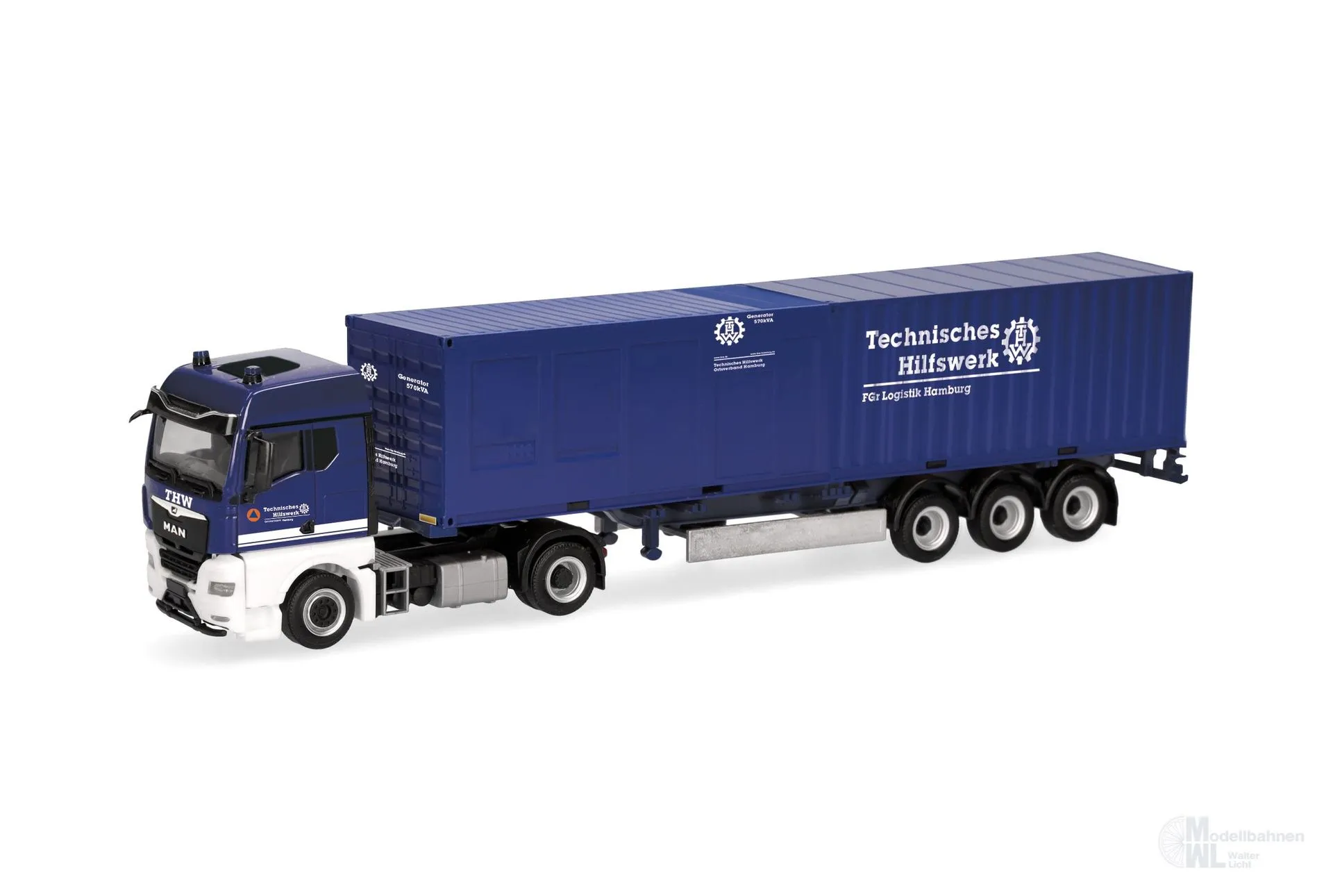 Herpa 321532 - MAN TGX GM Cont.Sz THW HH H0 1:87
