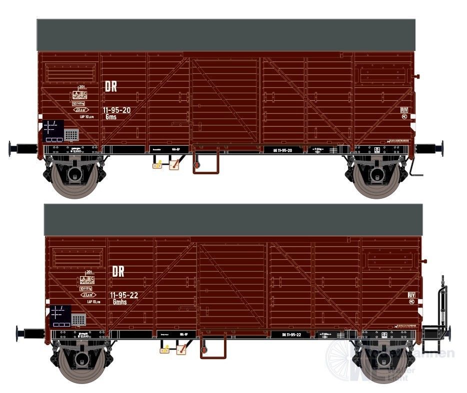 Exact Train 23642 - Güterwagen Set DR Ep.IV Bremen braun mit Endfelddiagonale 2.tlg H0/GL