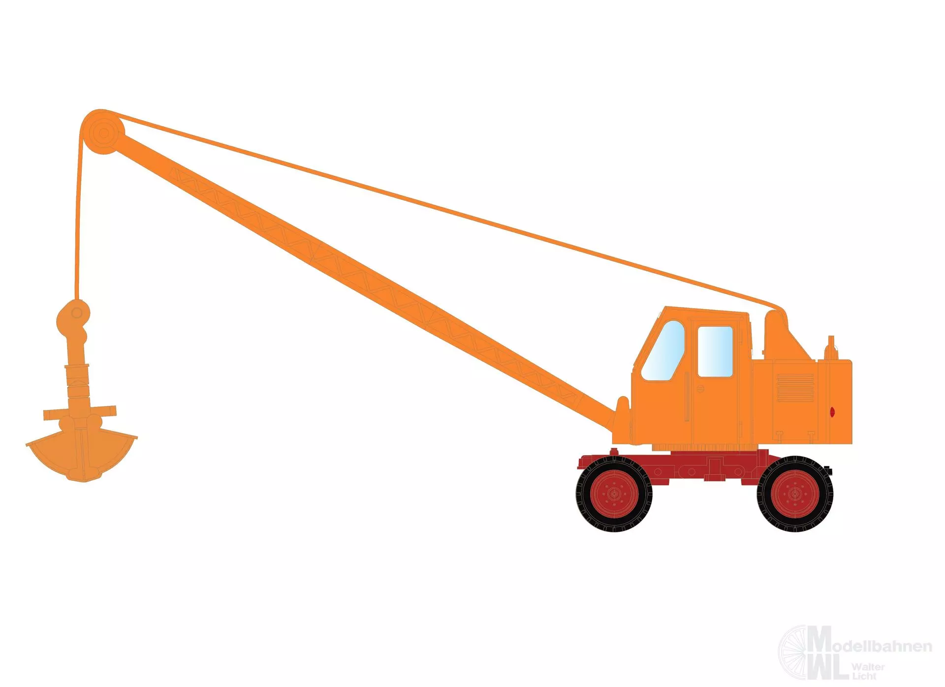 Lemke Minis 4703 - Fuchs F 301 Bagger Gittermast m. Schaufel orange/rot N 1:160