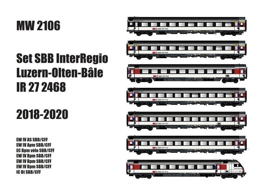 LS Models MW2106AC - Personenwagen Set SBB Ep.VI IR 27 7.tlg. H0/WS