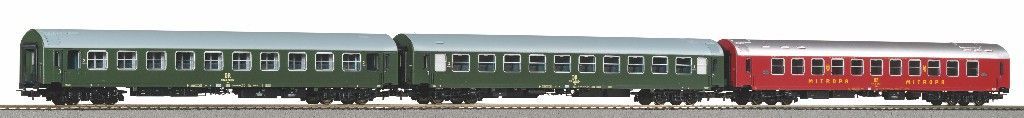 Piko 58221 - Personenwagen Set DR Ep.IV Y-Wagen D 300 3.tlg. Set 2 H0/GL