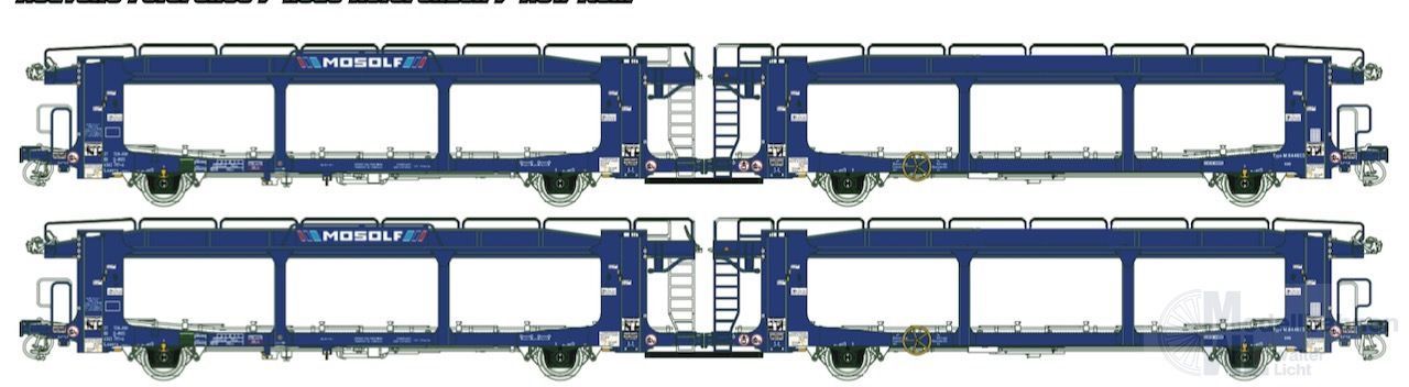LS Models 32154 - Autotransportwagen Set MOSOLF TEN-RIV Ep.VI 2.tlg. H0/GL
