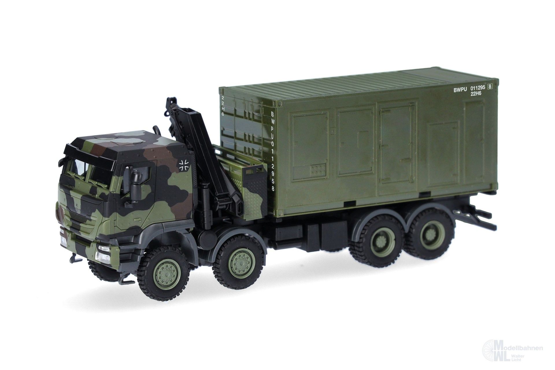 Herpa 747288-002 - Iveco Trakker 8x8 mit Ladekran und Container H0 1:87