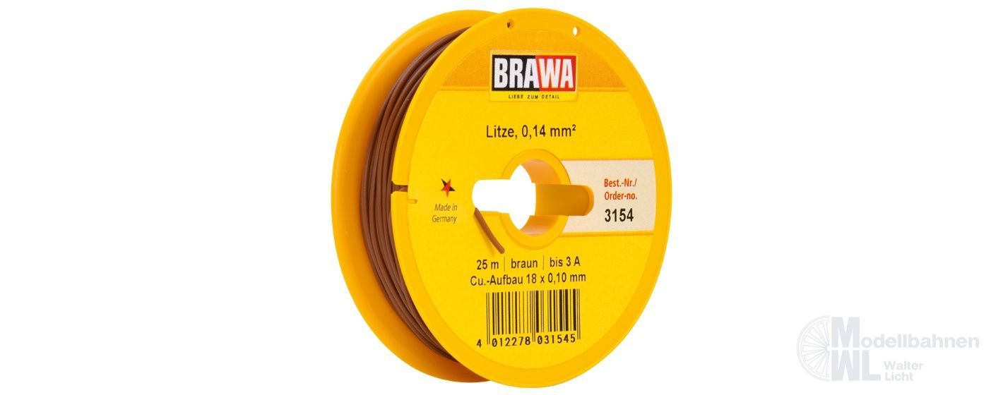 Brawa 3154 - Litze braun 25 Meter