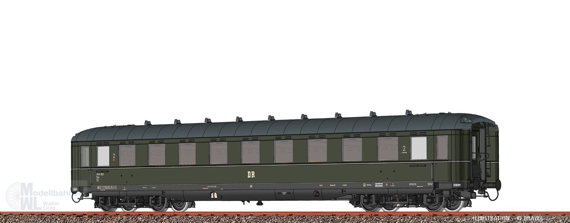 Brawa 51066 - Schürzenwagen DR Ep.III B4üpe 243-202 H0/GL BASIC Brawa 51066 - Schürzenwagen DR Ep.III B4üpe 243-202 H0/GL BASIC
