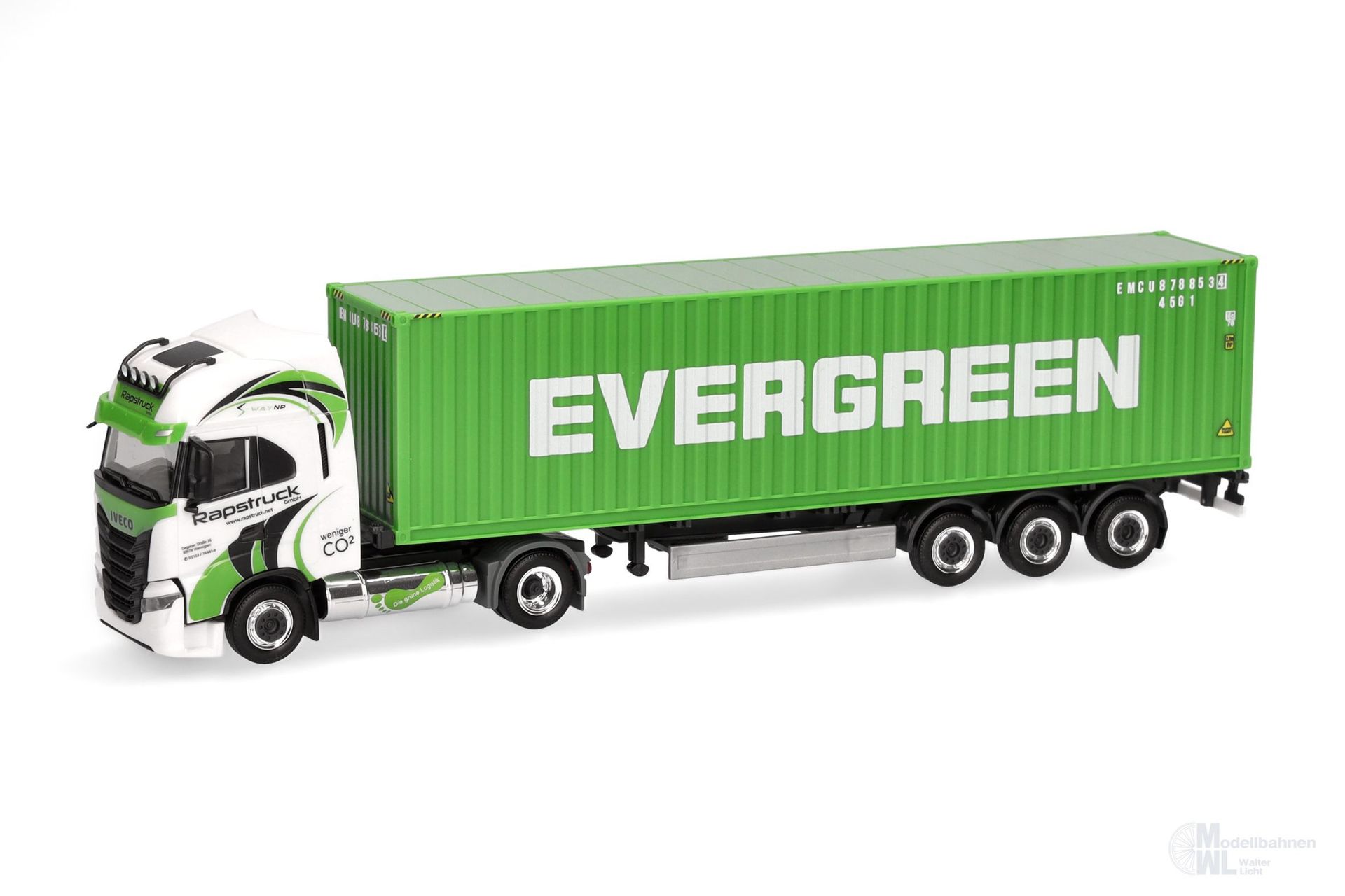 Herpa 319942 - Iveco S-Way LNG 40ft. Container Sattelzug Evergreen H0 1:87