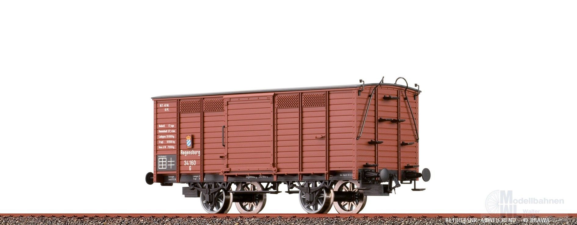 Brawa 48046 - Güterwagen ged. K.Bay.Sts.B. Ep.I Typ G H0/GL