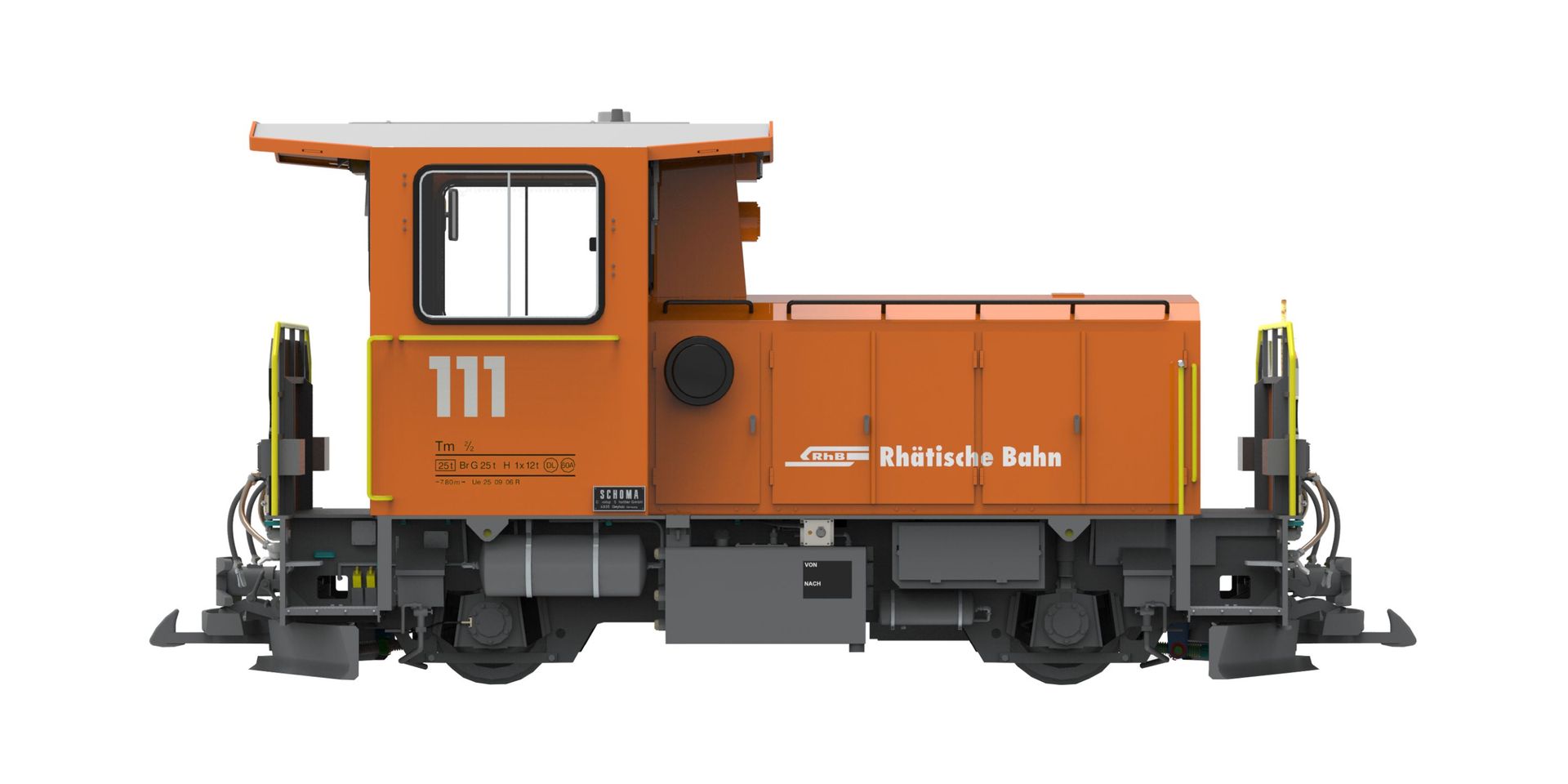 ESU 30493 - Diesellok Tm 2/2 lang Schöma RhB Ep.VI 111 orange um 2001 Spur G 1:22,5