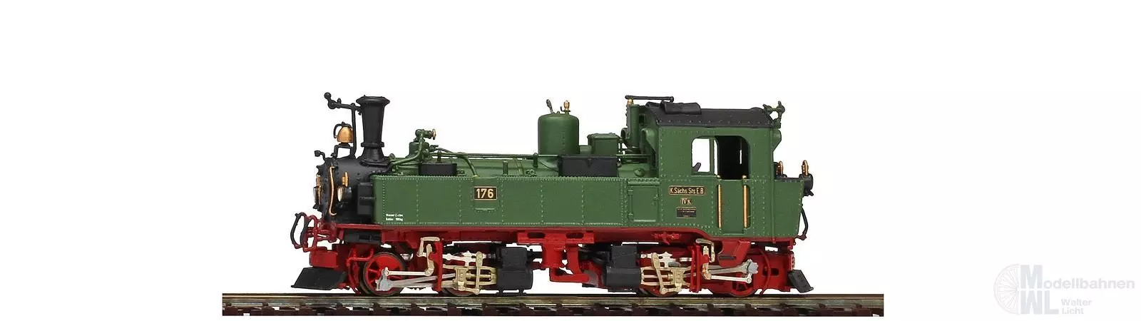 Bemo 1016836 - Dampflok K.Sä.Sts.B. Ep.I 176 sä.IV K grün Fertigmodell H0e