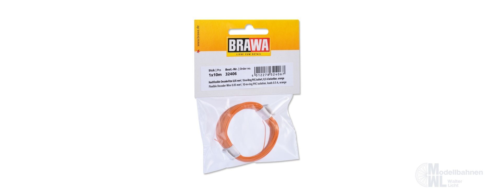 Brawa 32406 - Decoderlitze 0.05qmm orange 10 Meter