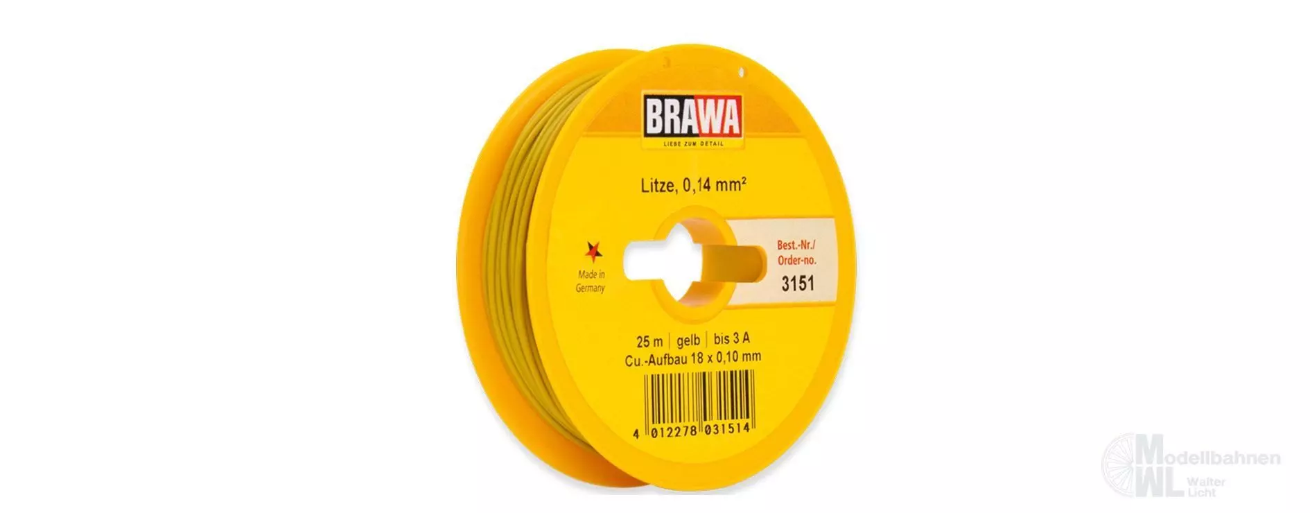 Brawa 3151 - Litze gelb 25 Meter