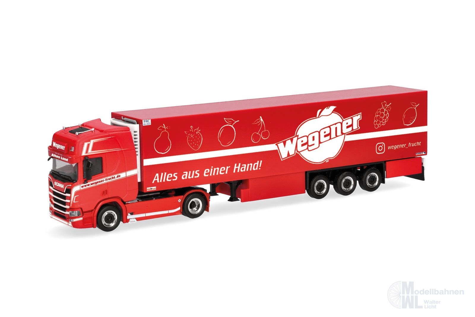 Herpa 322294 - Scania CR 20 HD Kühlkoffer Sattelzug Wegener H0 1:87