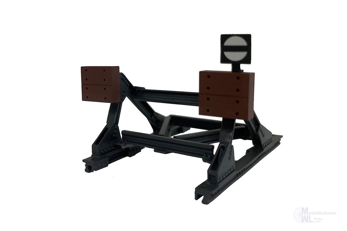 Lenz 55065 - Prellbock mit Holzplatte Messing Fertigmodell Spur 0