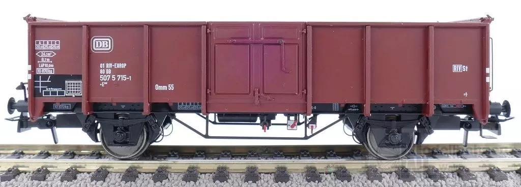 Exact Train 23918 - Güterwagen offen DB Ep.IVa UIC II E040 nr 01 80 RIV-EUROP 507 5 705 H0/GL
