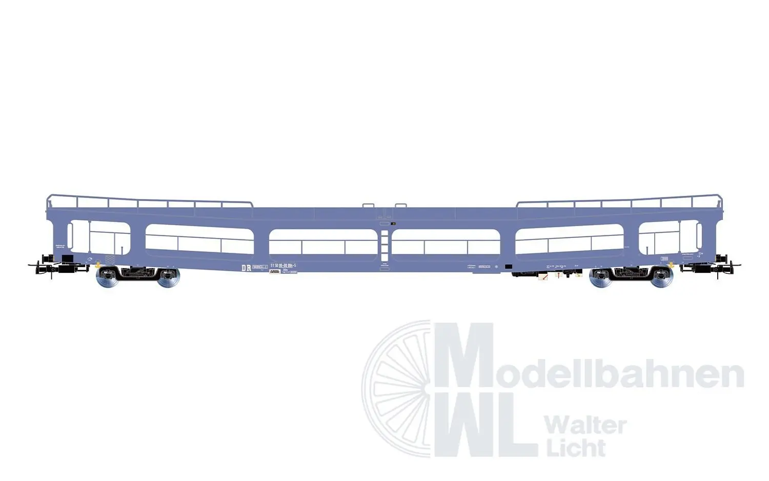Rivarossi 4421 - Autotransportwagen Set DR Ep.IV 2.tlg. DDm916 hellblau H0/GL