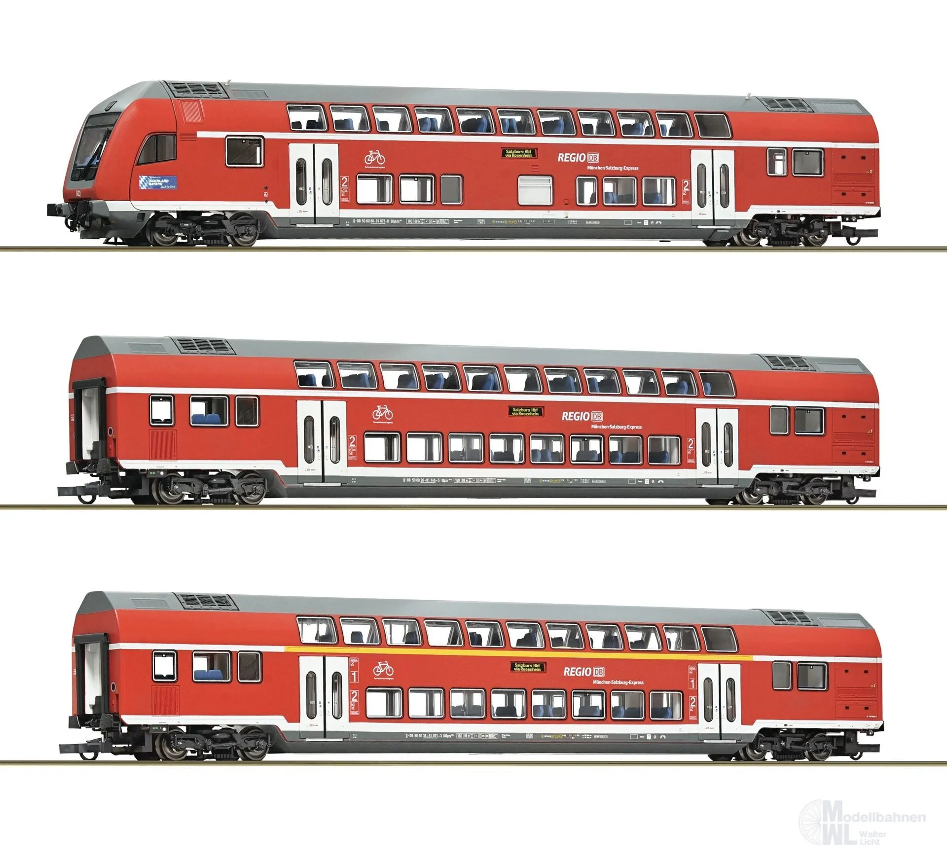 Roco 6220144 - Doppelstockwagen Set DB Ep.VI 3.tlg. H0/WS