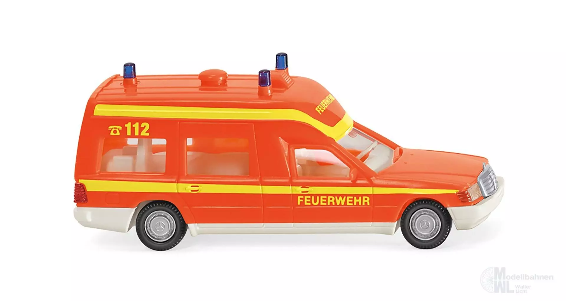 Wiking 060701 - Feuerwehr - Krankenwagen Mercedes-Benz Binz - tagesleuchtrot H0 1:87