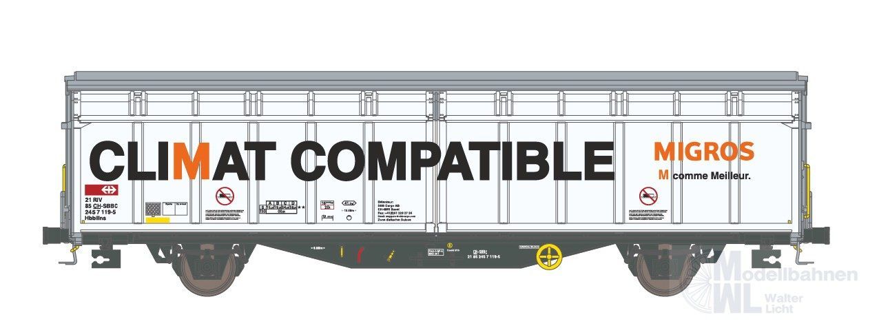 Hobbytrain 45102 - Schiebewandwagen SBB /Migros Ep.VI Hbbillns H0/GL Hobbytrain 45102 - Schiebewandwagen SBB /Migros Ep.VI Hbbillns H0/GL