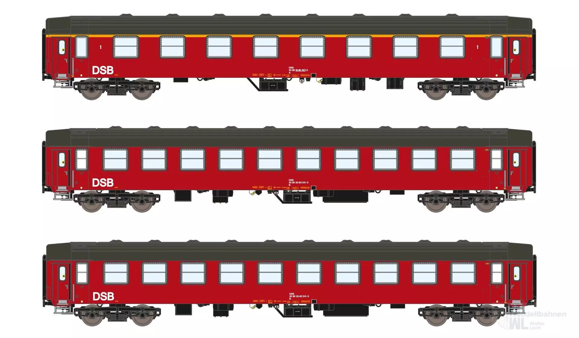 ASM 25001 - Personenwagen Set DSB Ep.IV UIC-Y, A+B+B 3.tlg. N 1:160