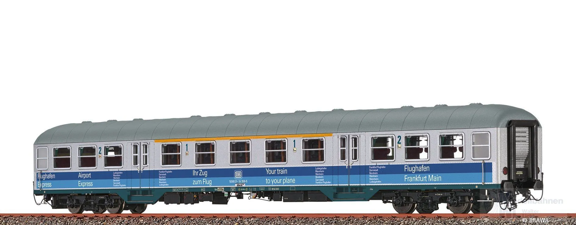 Brawa 46671 - Nahverkehrswagen DB Ep.IV ABnrzb 704 Flughafen Frankfurt H0/GL Beleuchtun
