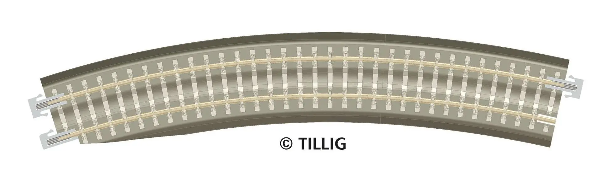 Tillig 83784 - Bettungsgleis Gleis gebogen R 396 mm BR11-32kli braun TT 1:120