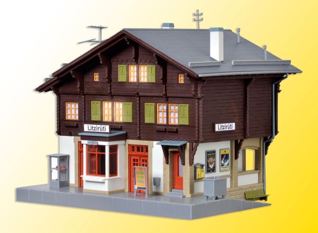 Kibri 39497 - Bahnhof Litzrüti inkl. Hausbeleuchtungs-Startset H0 1:87